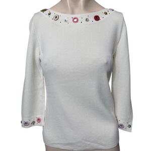 Cream beaded Knit Top – Size